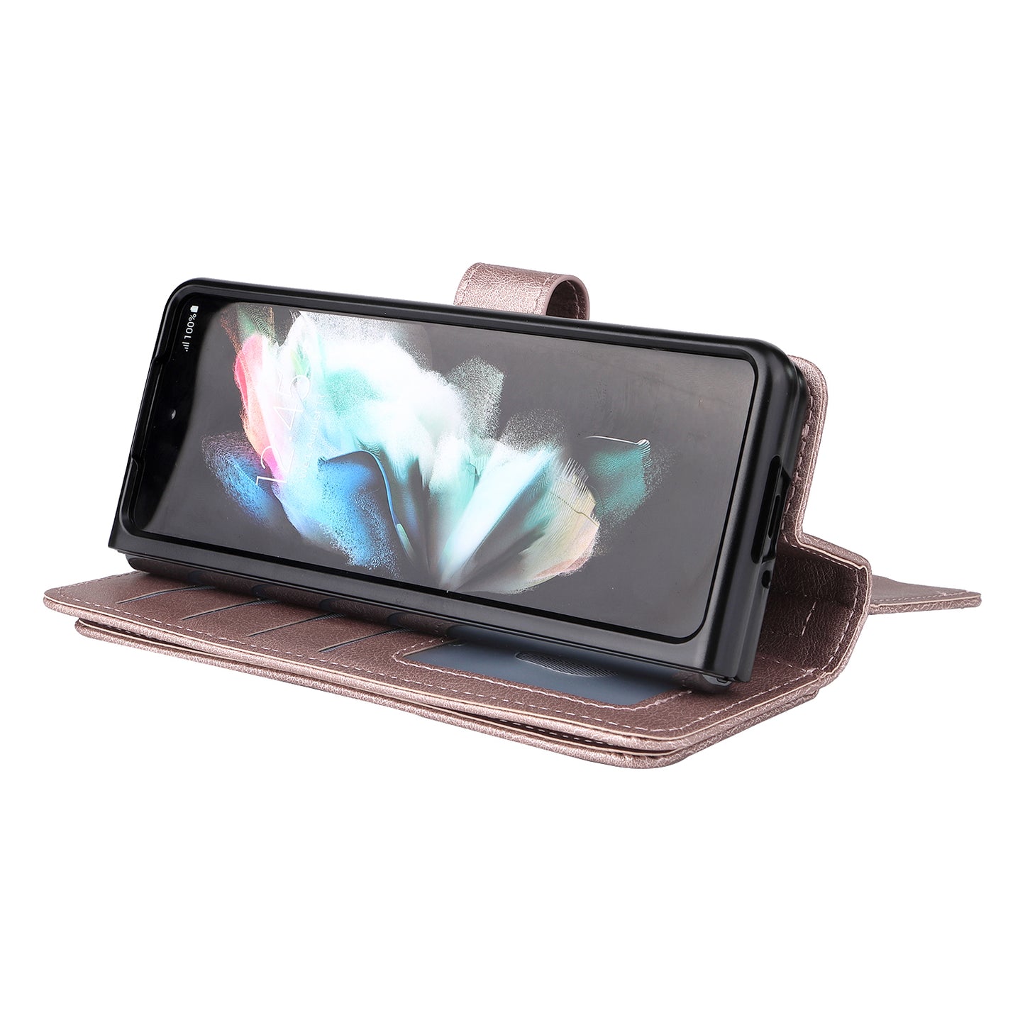For Samsung Galaxy Z Fold3 5G KT Multi-functional Series-1  Fall-resistant 10 Card Slots Design Foldable Stand Leather Phone Cover Wallet Shell