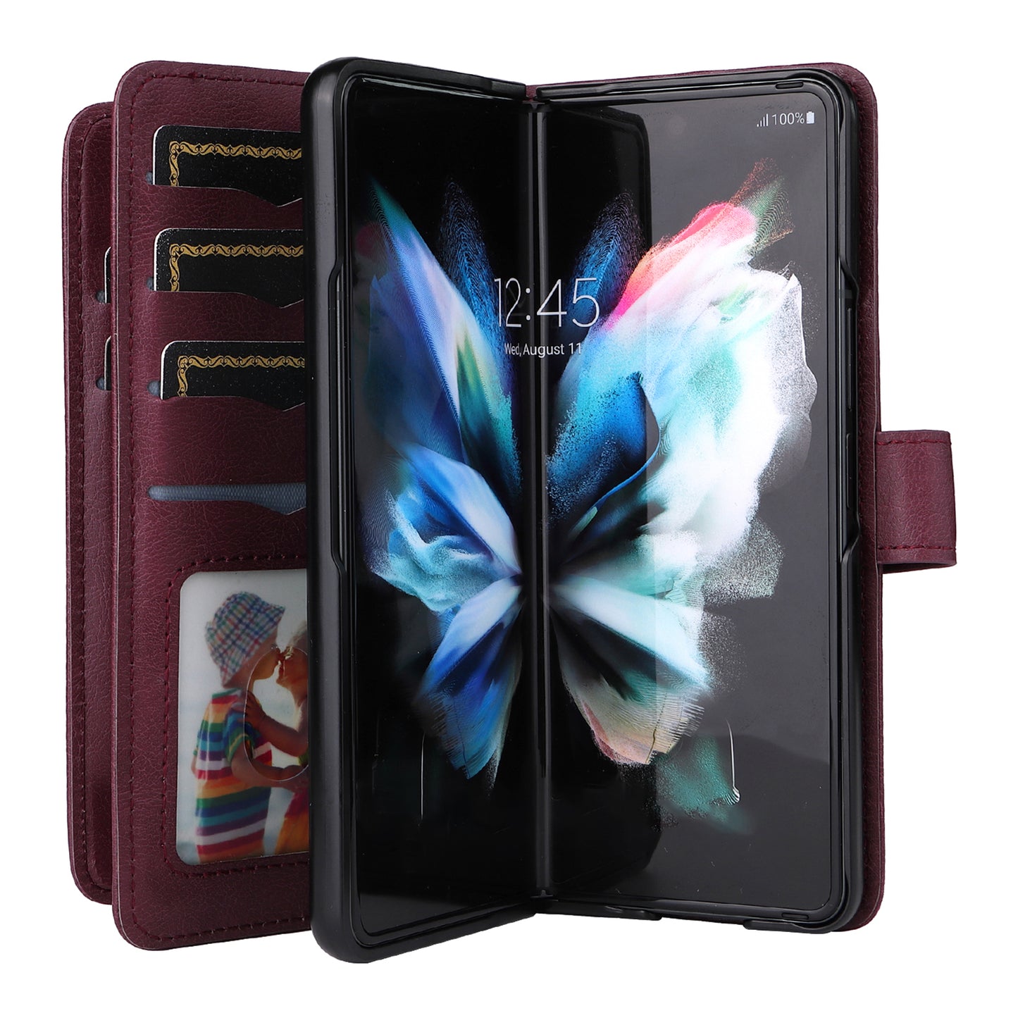 For Samsung Galaxy Z Fold3 5G KT Multi-functional Series-1  Fall-resistant 10 Card Slots Design Foldable Stand Leather Phone Cover Wallet Shell