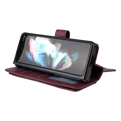 For Samsung Galaxy Z Fold3 5G KT Multi-functional Series-1  Fall-resistant 10 Card Slots Design Foldable Stand Leather Phone Cover Wallet Shell