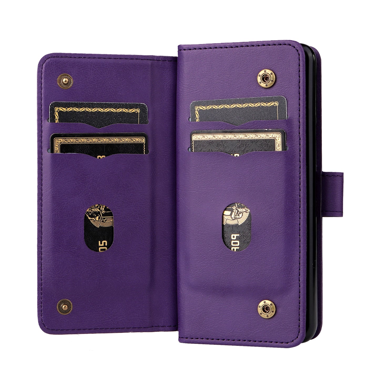 For Samsung Galaxy Z Fold3 5G KT Multi-functional Series-1  Fall-resistant 10 Card Slots Design Foldable Stand Leather Phone Cover Wallet Shell