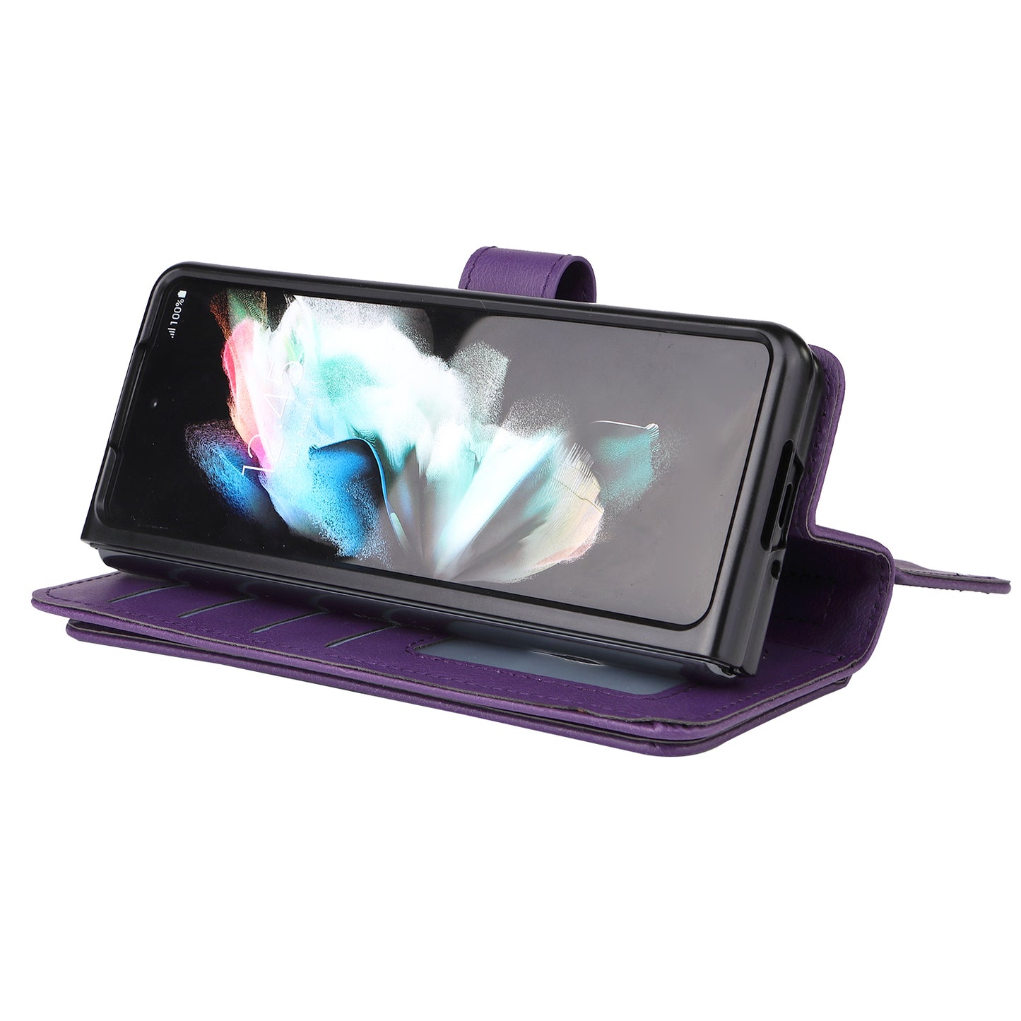 For Samsung Galaxy Z Fold3 5G KT Multi-functional Series-1  Fall-resistant 10 Card Slots Design Foldable Stand Leather Phone Cover Wallet Shell