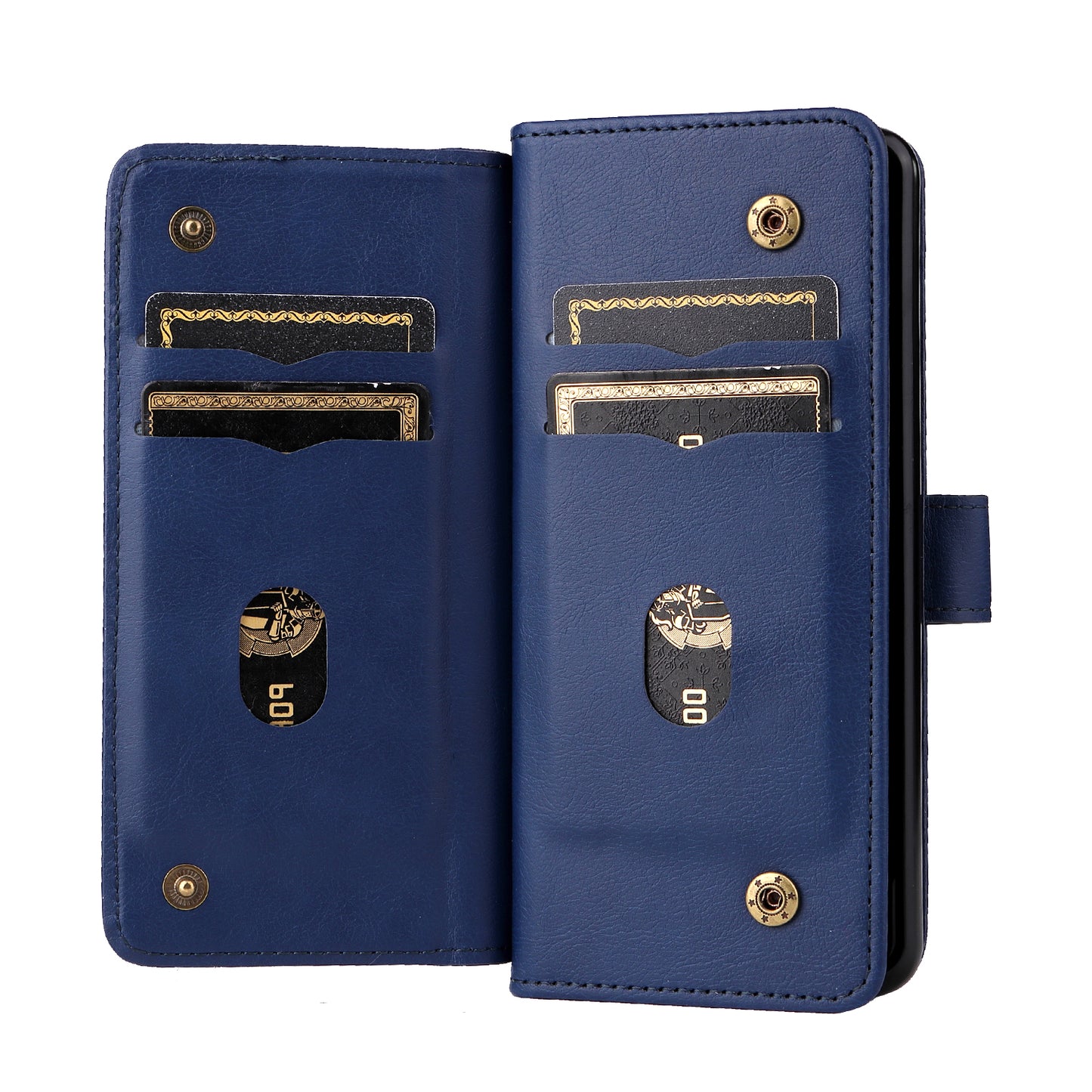 For Samsung Galaxy Z Fold3 5G KT Multi-functional Series-1  Fall-resistant 10 Card Slots Design Foldable Stand Leather Phone Cover Wallet Shell