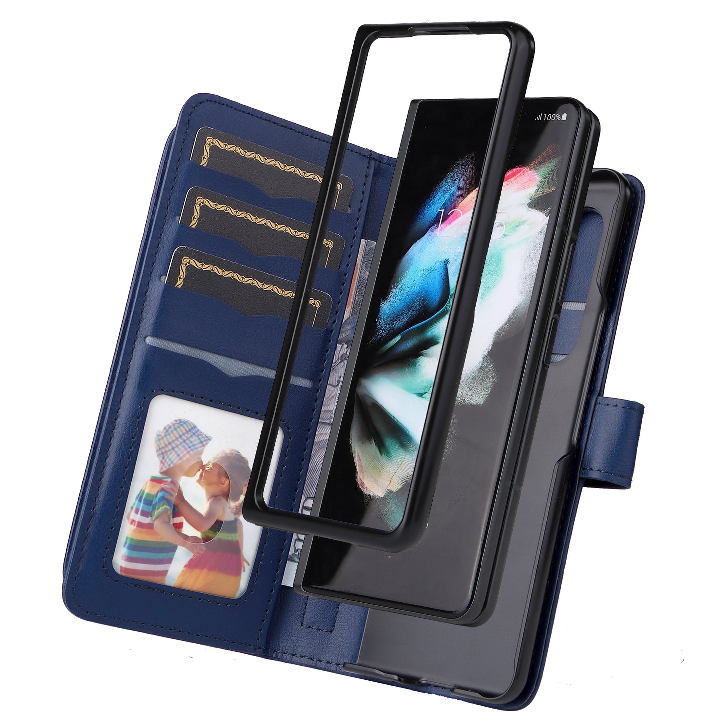 For Samsung Galaxy Z Fold3 5G KT Multi-functional Series-1  Fall-resistant 10 Card Slots Design Foldable Stand Leather Phone Cover Wallet Shell