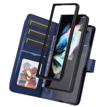 For Samsung Galaxy Z Fold3 5G KT Multi-functional Series-1  Fall-resistant 10 Card Slots Design Foldable Stand Leather Phone Cover Wallet Shell