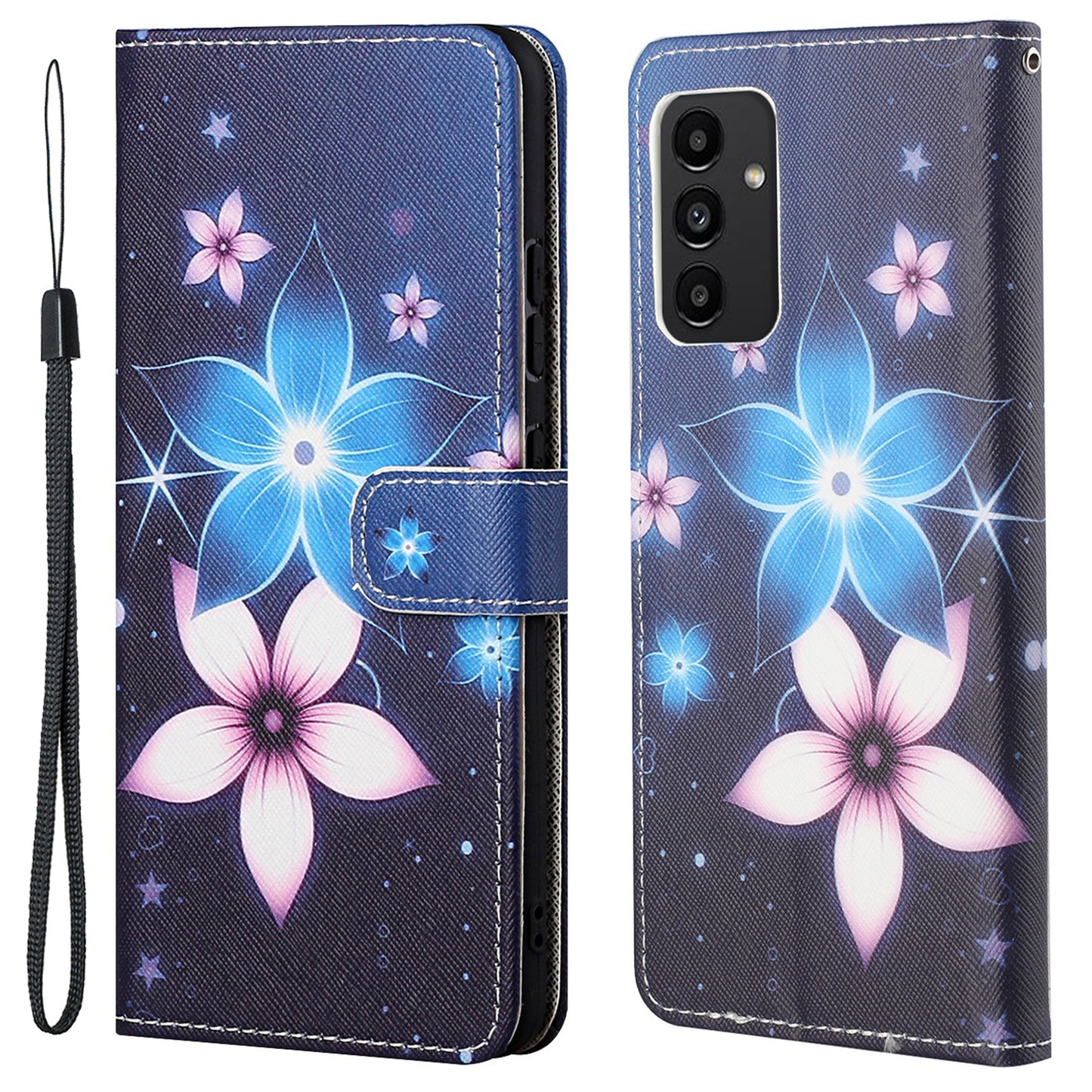 For Samsung Galaxy A13 4G 3D Pattern Printing PU Leather + TPU Phone Case Cross Texture Stand Wallet Protective Cover with Strap