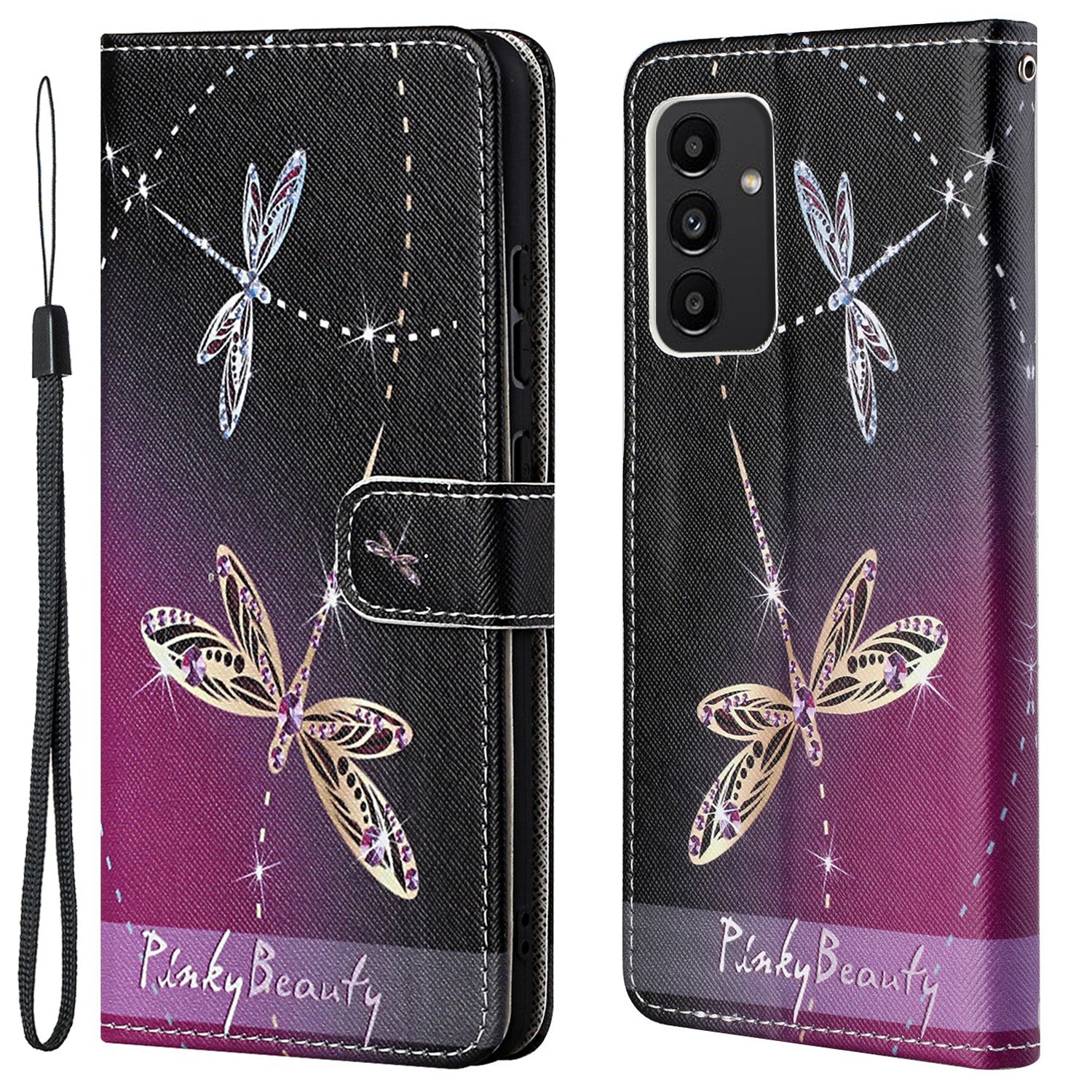 For Samsung Galaxy A13 4G 3D Pattern Printing PU Leather + TPU Phone Case Cross Texture Stand Wallet Protective Cover with Strap