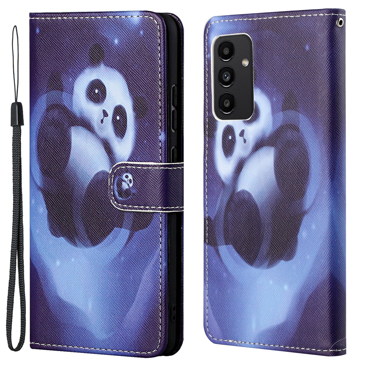 For Samsung Galaxy A13 4G 3D Pattern Printing PU Leather + TPU Phone Case Cross Texture Stand Wallet Protective Cover with Strap