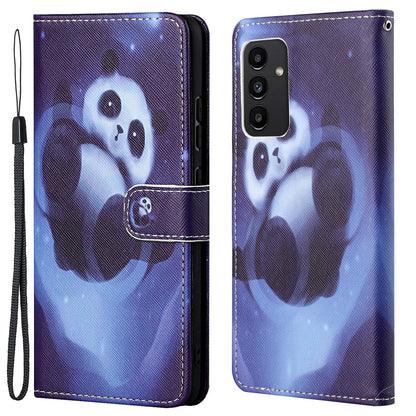 For Samsung Galaxy A13 4G 3D Pattern Printing PU Leather + TPU Phone Case Cross Texture Stand Wallet Protective Cover with Strap