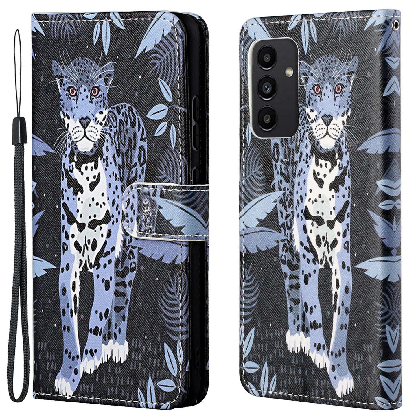 For Samsung Galaxy A13 4G 3D Pattern Printing PU Leather + TPU Phone Case Cross Texture Stand Wallet Protective Cover with Strap