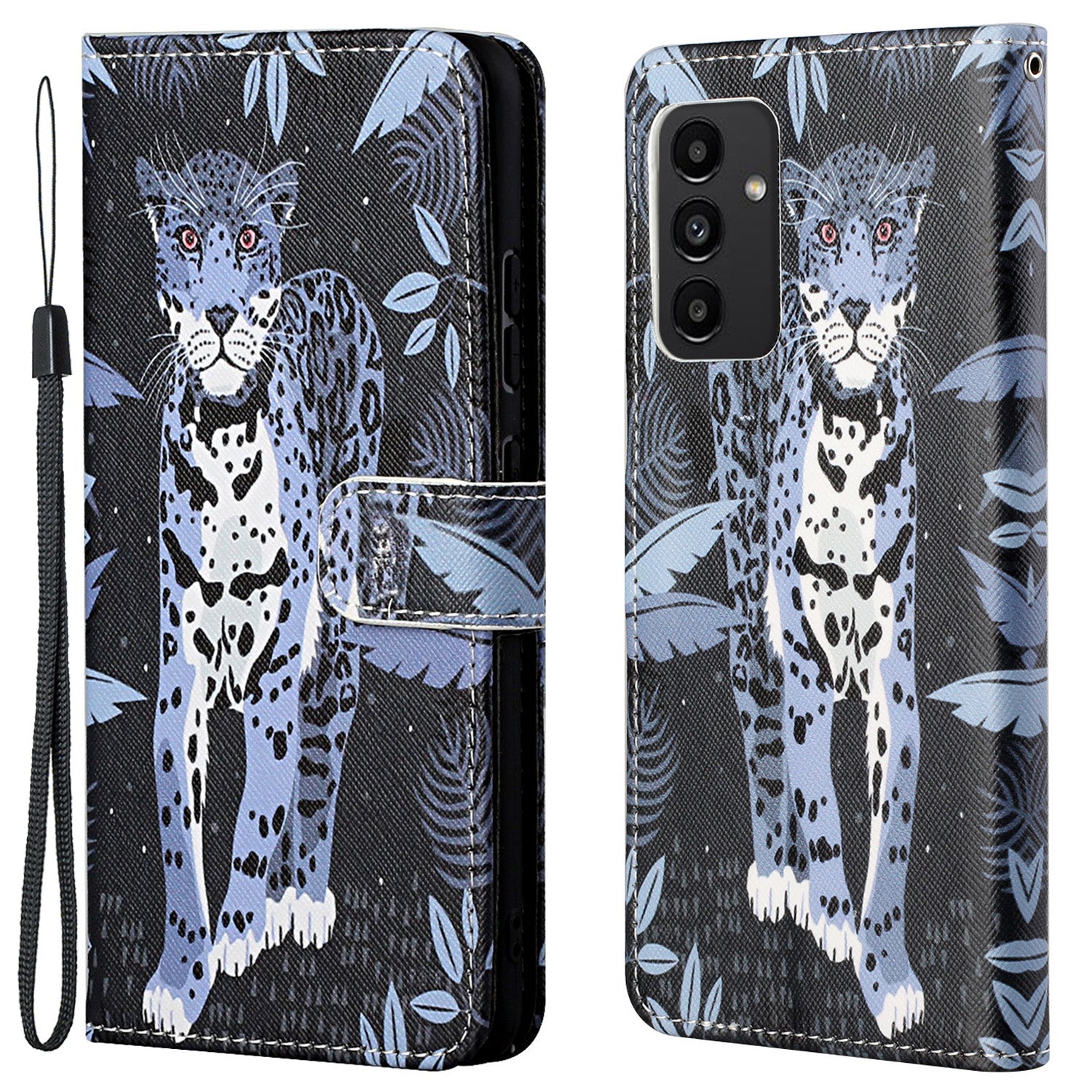 For Samsung Galaxy A13 4G 3D Pattern Printing PU Leather + TPU Phone Case Cross Texture Stand Wallet Protective Cover with Strap