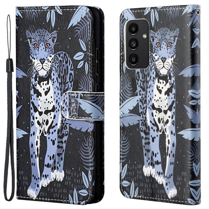 For Samsung Galaxy A13 4G 3D Pattern Printing PU Leather + TPU Phone Case Cross Texture Stand Wallet Protective Cover with Strap