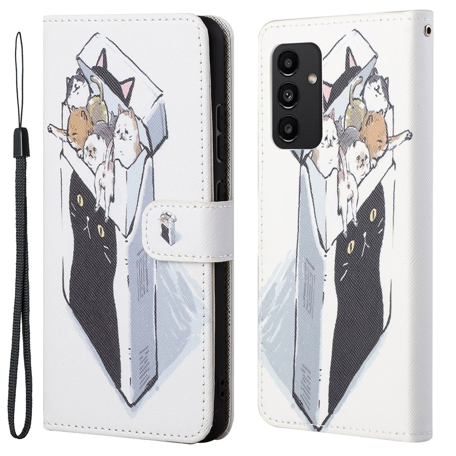 For Samsung Galaxy A13 4G 3D Pattern Printing PU Leather + TPU Phone Case Cross Texture Stand Wallet Protective Cover with Strap