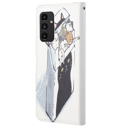 For Samsung Galaxy A13 4G 3D Pattern Printing PU Leather + TPU Phone Case Cross Texture Stand Wallet Protective Cover with Strap