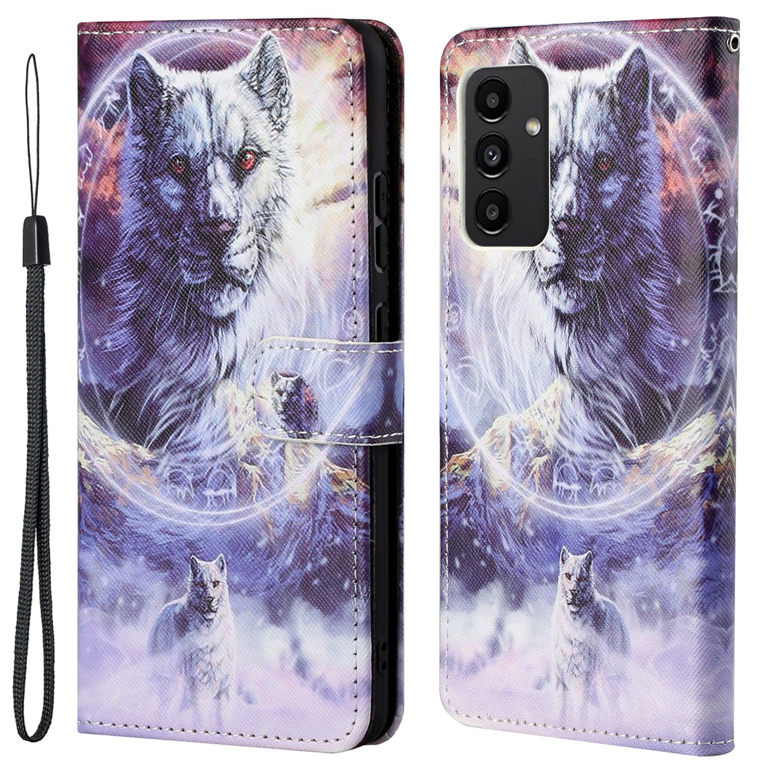 For Samsung Galaxy A13 4G 3D Pattern Printing PU Leather + TPU Phone Case Cross Texture Stand Wallet Protective Cover with Strap