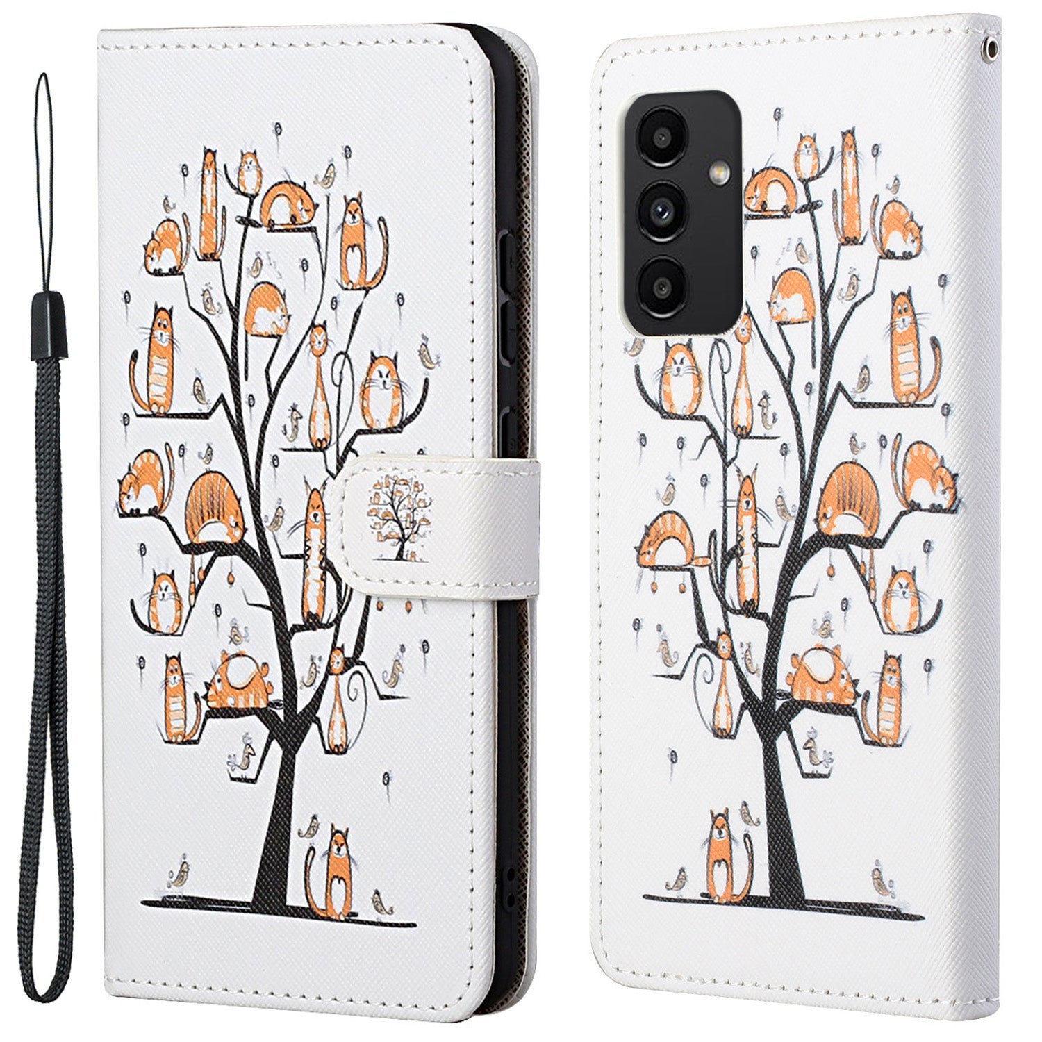 For Samsung Galaxy A13 4G 3D Pattern Printing PU Leather + TPU Phone Case Cross Texture Stand Wallet Protective Cover with Strap