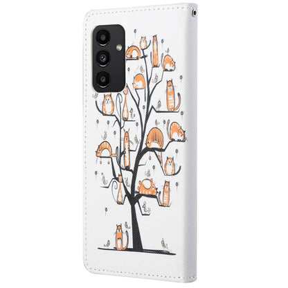 For Samsung Galaxy A13 4G 3D Pattern Printing PU Leather + TPU Phone Case Cross Texture Stand Wallet Protective Cover with Strap