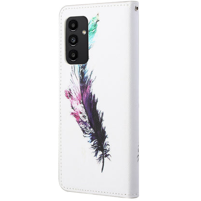 For Samsung Galaxy A13 4G 3D Pattern Printing PU Leather + TPU Phone Case Cross Texture Stand Wallet Protective Cover with Strap