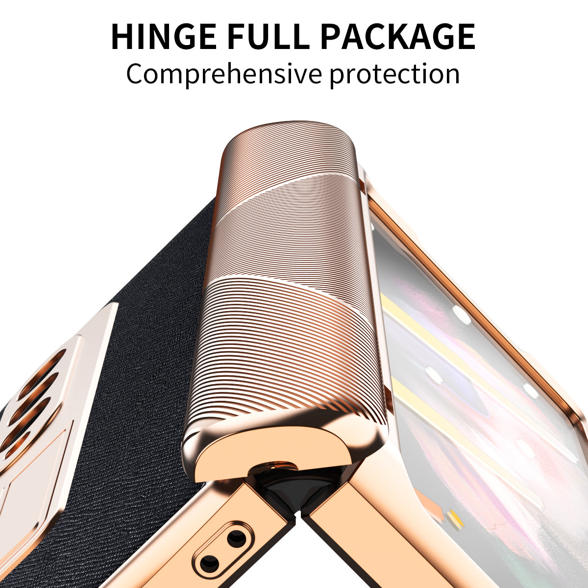 Cross Texture Electroplating PU Leather Coated TPU + PC Case Full Protection Hinge Phone Cover with Tempered Glass Screen Protector for Samsung Galaxy Z Fold3 5G