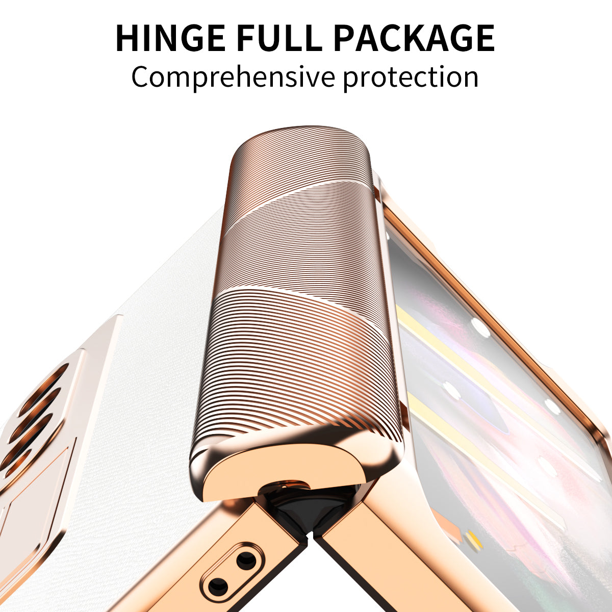 Cross Texture Electroplating PU Leather Coated TPU + PC Case Full Protection Hinge Phone Cover with Tempered Glass Screen Protector for Samsung Galaxy Z Fold3 5G