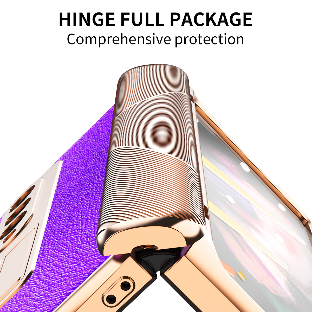 Cross Texture Electroplating PU Leather Coated TPU + PC Case Full Protection Hinge Phone Cover with Tempered Glass Screen Protector for Samsung Galaxy Z Fold3 5G