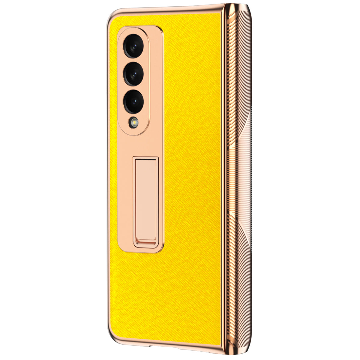 Cross Texture Electroplating PU Leather Coated TPU + PC Case Full Protection Hinge Phone Cover with Tempered Glass Screen Protector for Samsung Galaxy Z Fold3 5G