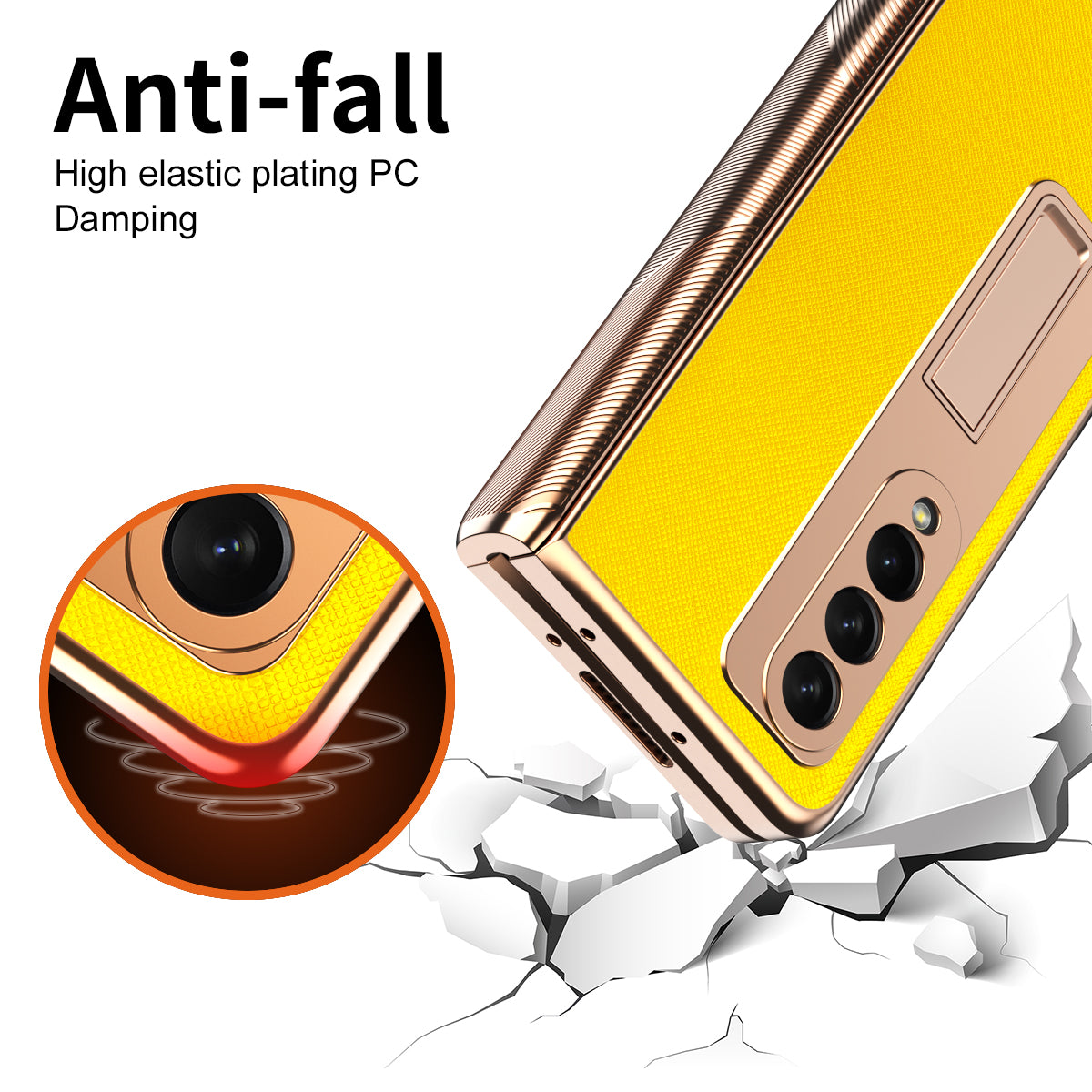 Cross Texture Electroplating PU Leather Coated TPU + PC Case Full Protection Hinge Phone Cover with Tempered Glass Screen Protector for Samsung Galaxy Z Fold3 5G