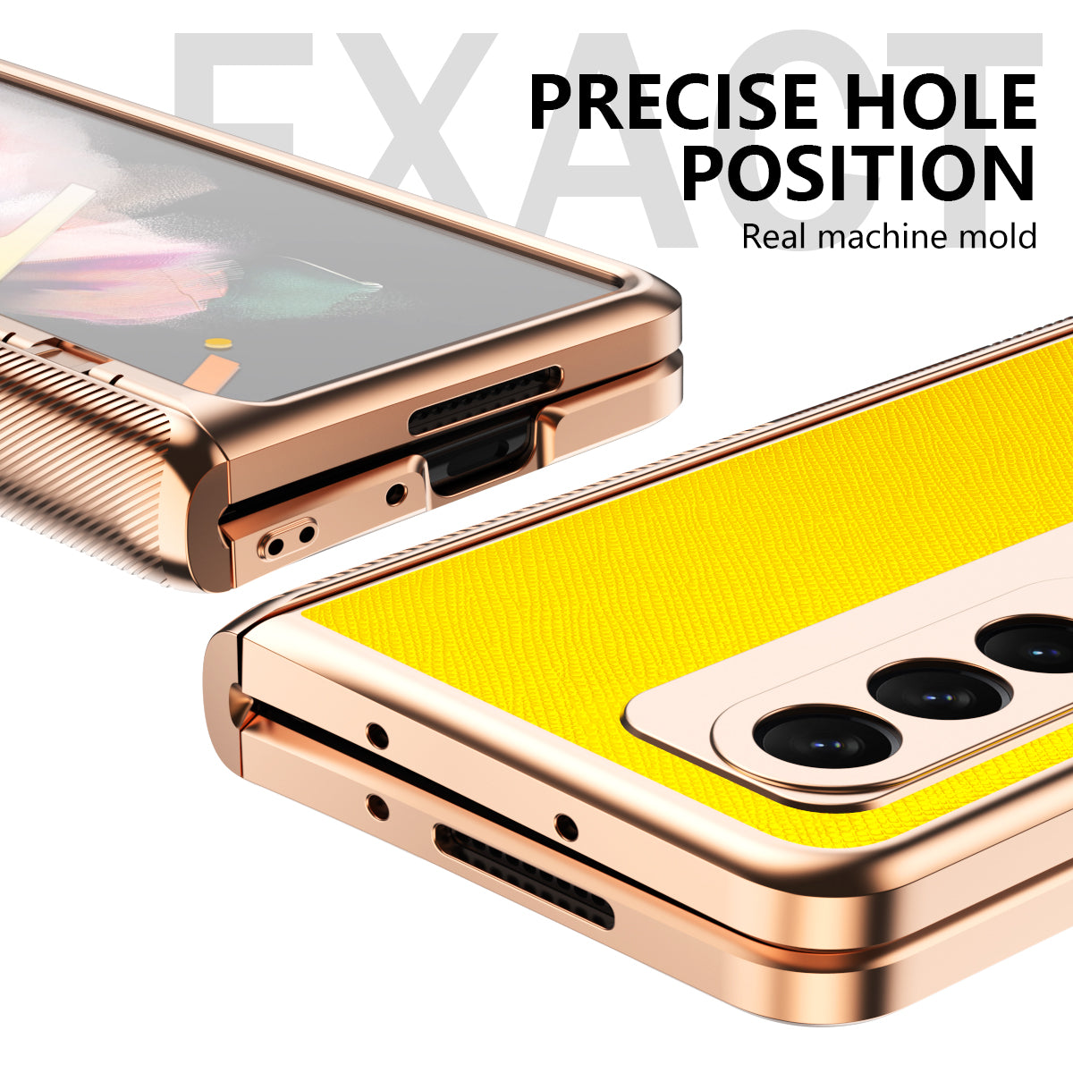 Cross Texture Electroplating PU Leather Coated TPU + PC Case Full Protection Hinge Phone Cover with Tempered Glass Screen Protector for Samsung Galaxy Z Fold3 5G