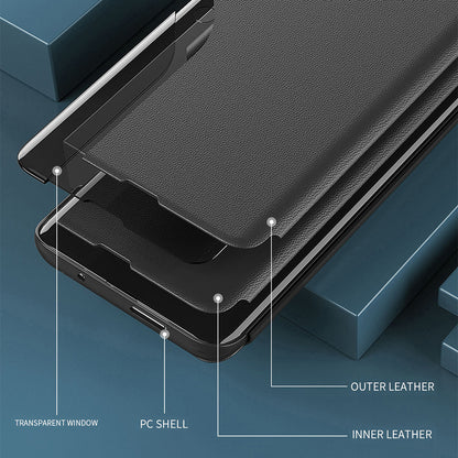 For Samsung Galaxy A53 5G View Window Magnetic Auto Closing Anti-fall PU Leather Flip Folio Phone Cover
