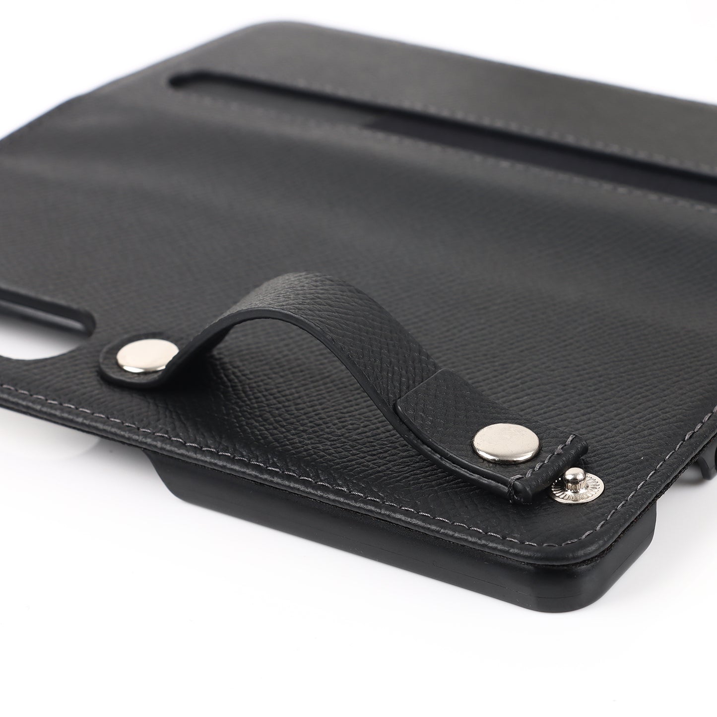 Textured Genuine Leather Case Hand Band Wallet Stand Cover with Pen Slot for Samsung Galaxy Z Fold3 5G