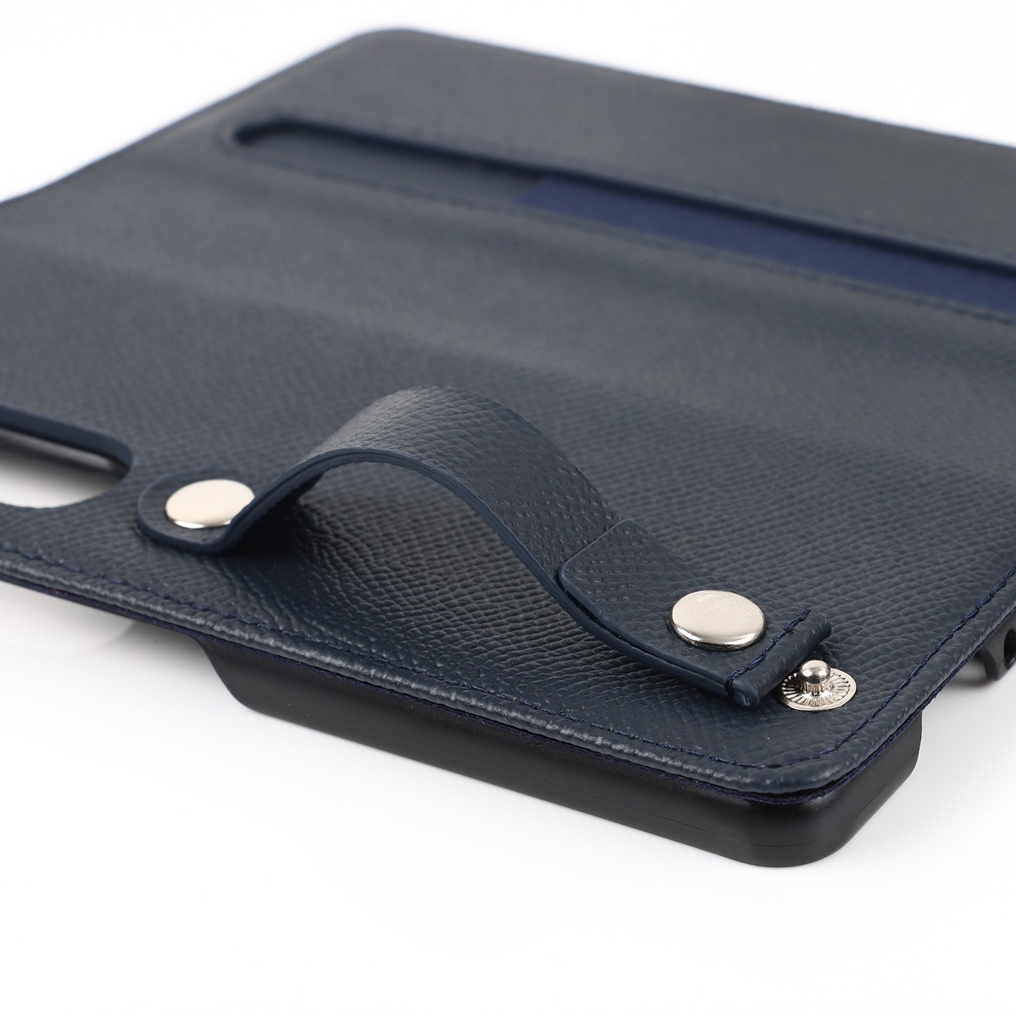 Textured Genuine Leather Case Hand Band Wallet Stand Cover with Pen Slot for Samsung Galaxy Z Fold3 5G