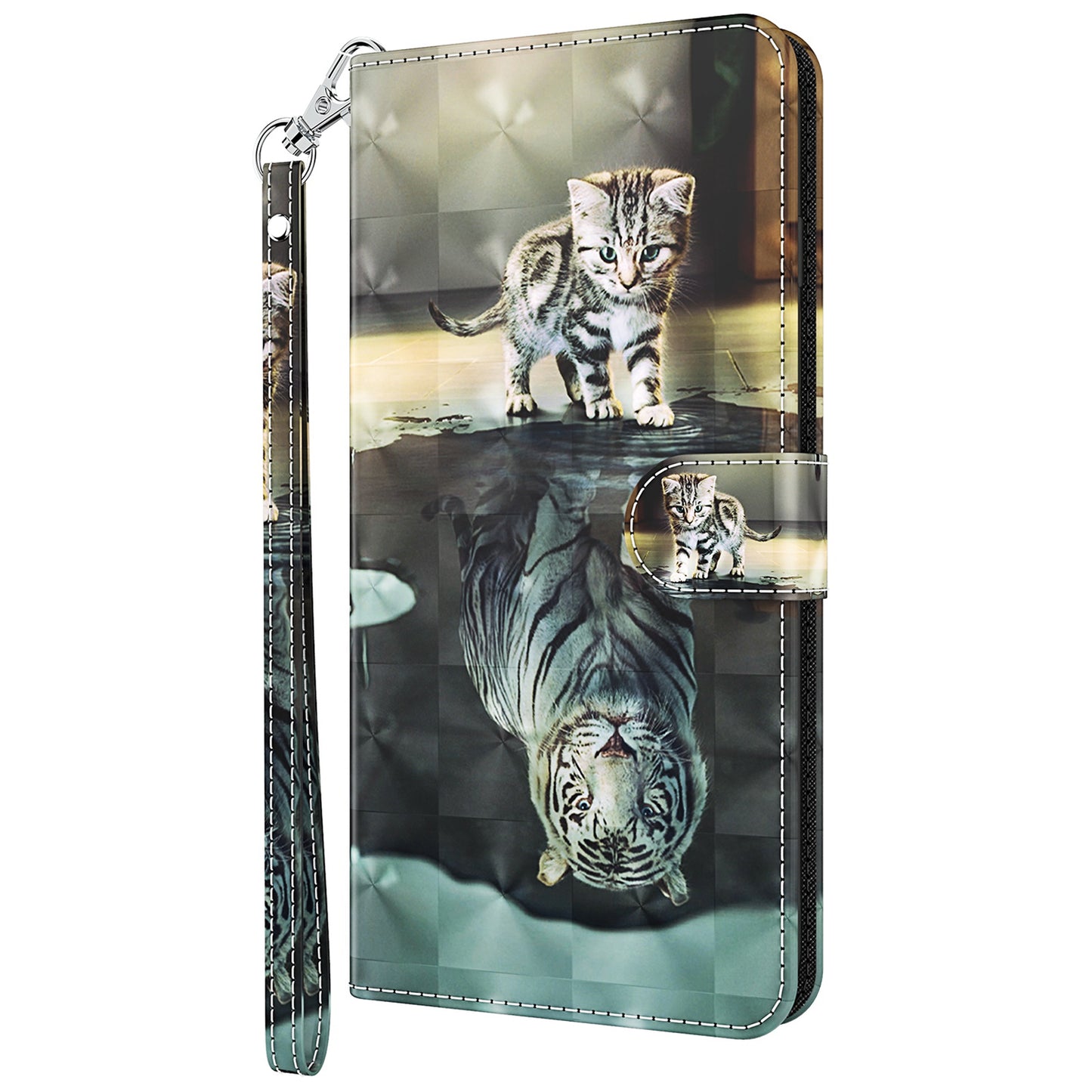 For Samsung Galaxy A13 4G 3D Pattern Printing Scratch-resistant Phone Case PU Leather Stand Phone Protector with Wallet Strap
