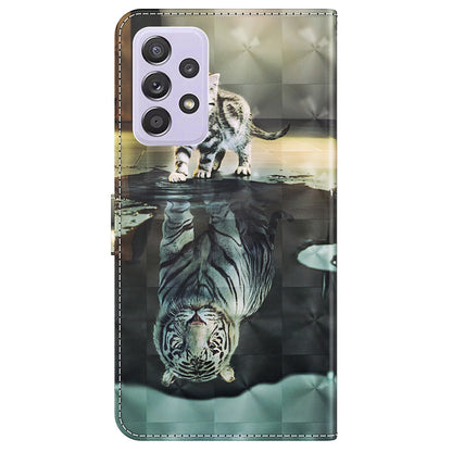 For Samsung Galaxy A13 4G 3D Pattern Printing Scratch-resistant Phone Case PU Leather Stand Phone Protector with Wallet Strap