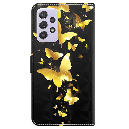 For Samsung Galaxy A13 4G 3D Pattern Printing Scratch-resistant Phone Case PU Leather Stand Phone Protector with Wallet Strap
