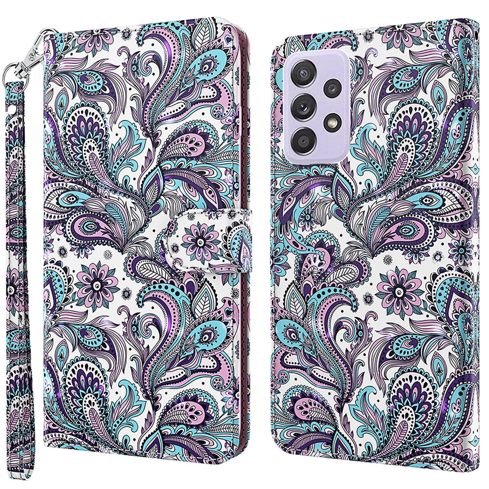 For Samsung Galaxy A13 4G 3D Pattern Printing Scratch-resistant Phone Case PU Leather Stand Phone Protector with Wallet Strap