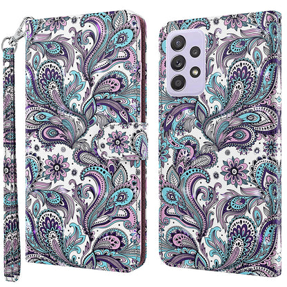 For Samsung Galaxy A13 4G 3D Pattern Printing Scratch-resistant Phone Case PU Leather Stand Phone Protector with Wallet Strap