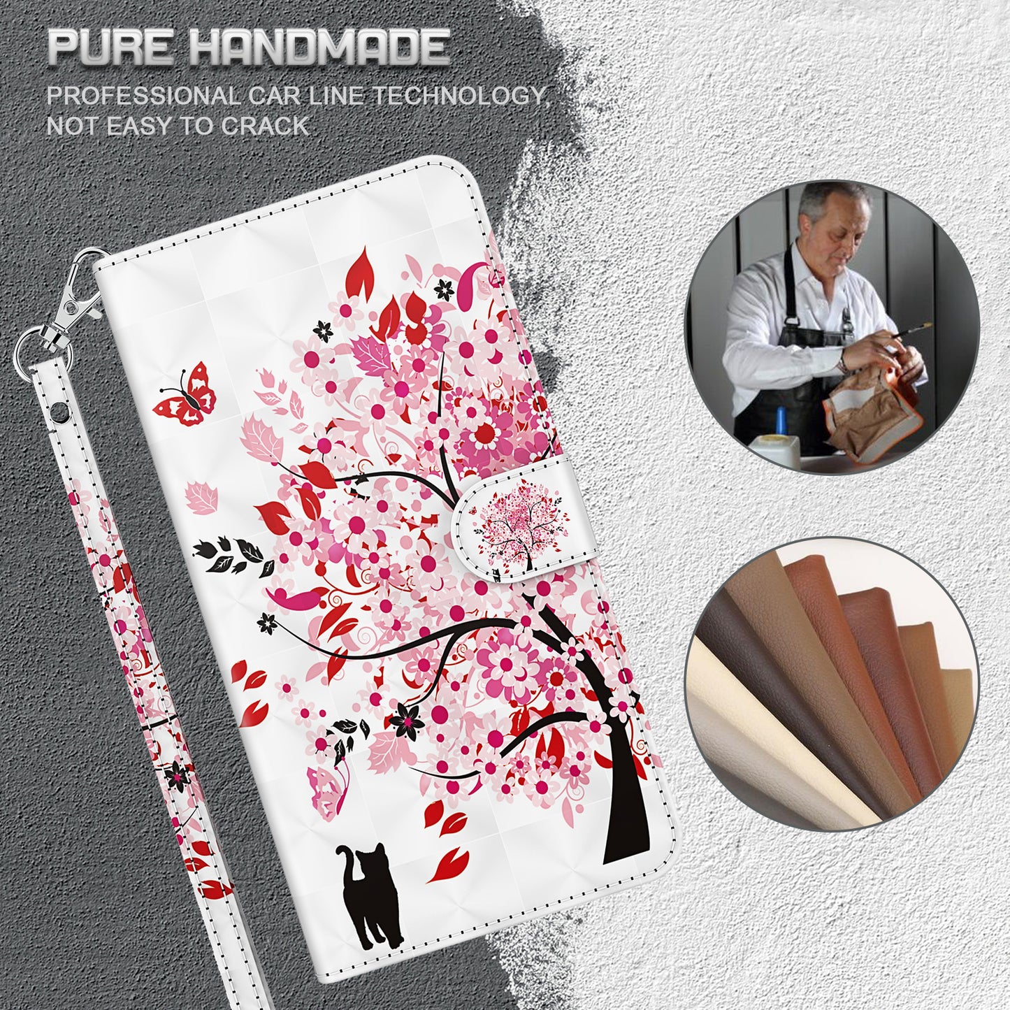 For Samsung Galaxy A13 4G 3D Pattern Printing Scratch-resistant Phone Case PU Leather Stand Phone Protector with Wallet Strap