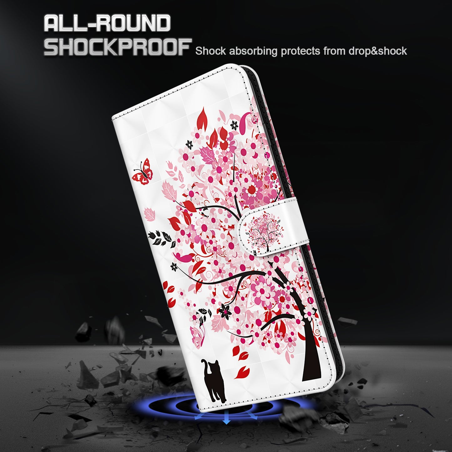 For Samsung Galaxy A13 4G 3D Pattern Printing Scratch-resistant Phone Case PU Leather Stand Phone Protector with Wallet Strap