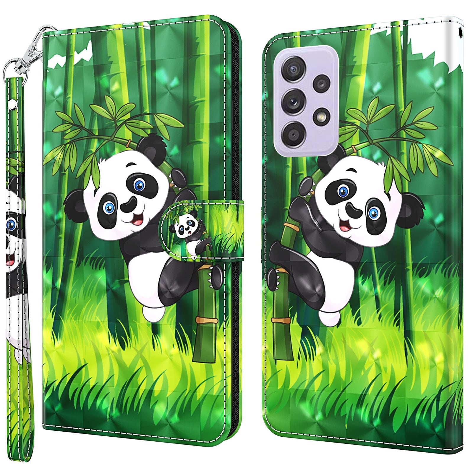 For Samsung Galaxy A13 4G 3D Pattern Printing Scratch-resistant Phone Case PU Leather Stand Phone Protector with Wallet Strap