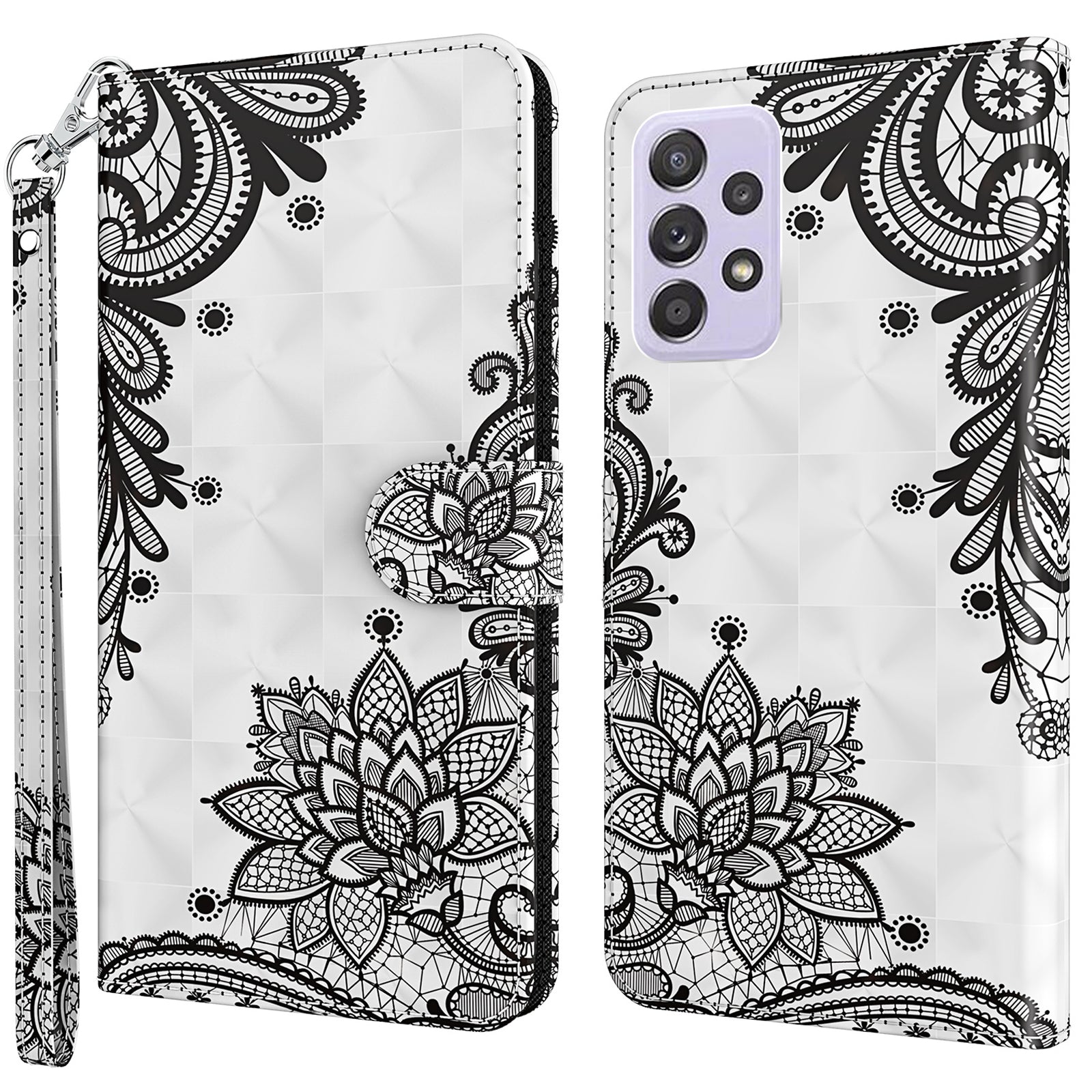 For Samsung Galaxy A13 4G 3D Pattern Printing Scratch-resistant Phone Case PU Leather Stand Phone Protector with Wallet Strap