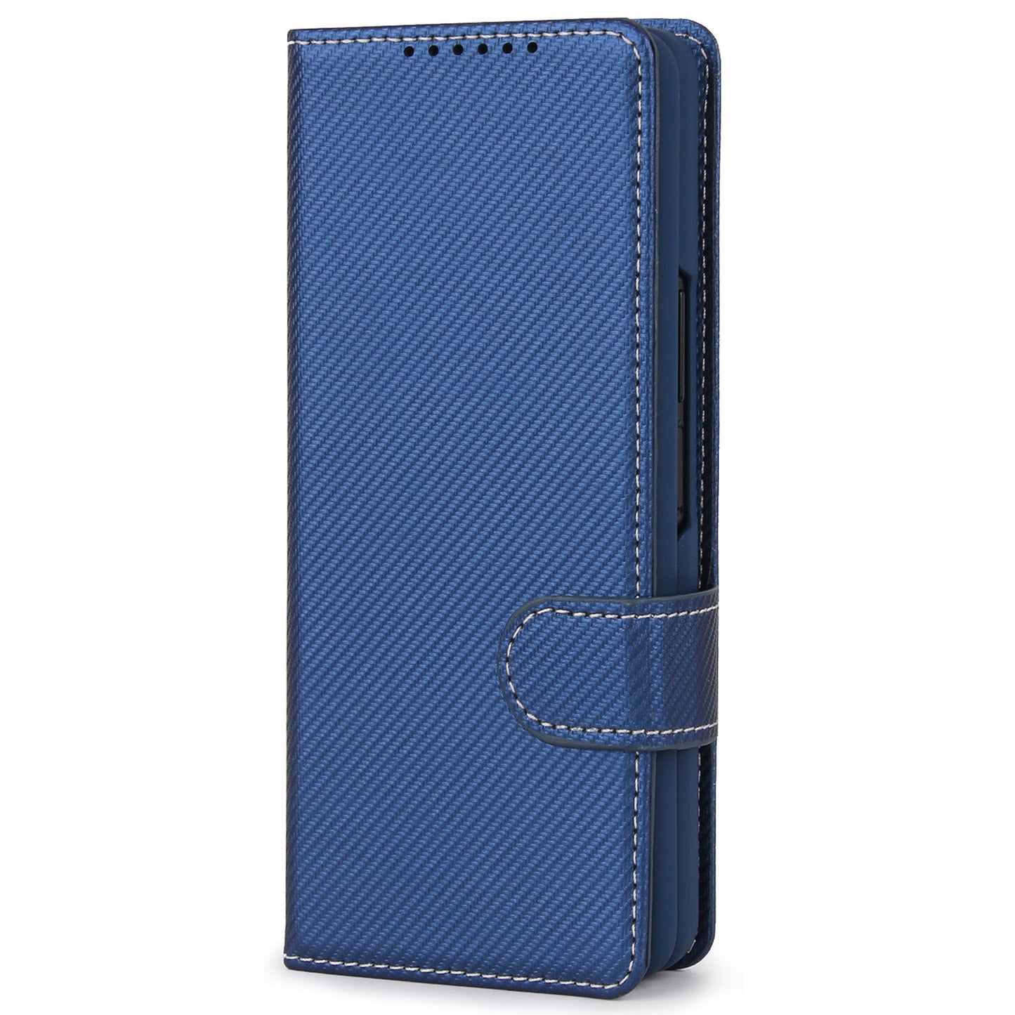 Twill Texture Detachable Genuine Leather Shell Stand Wallet Protective Phone Case with Pen Slot for Samsung Galaxy Z Fold3 5G