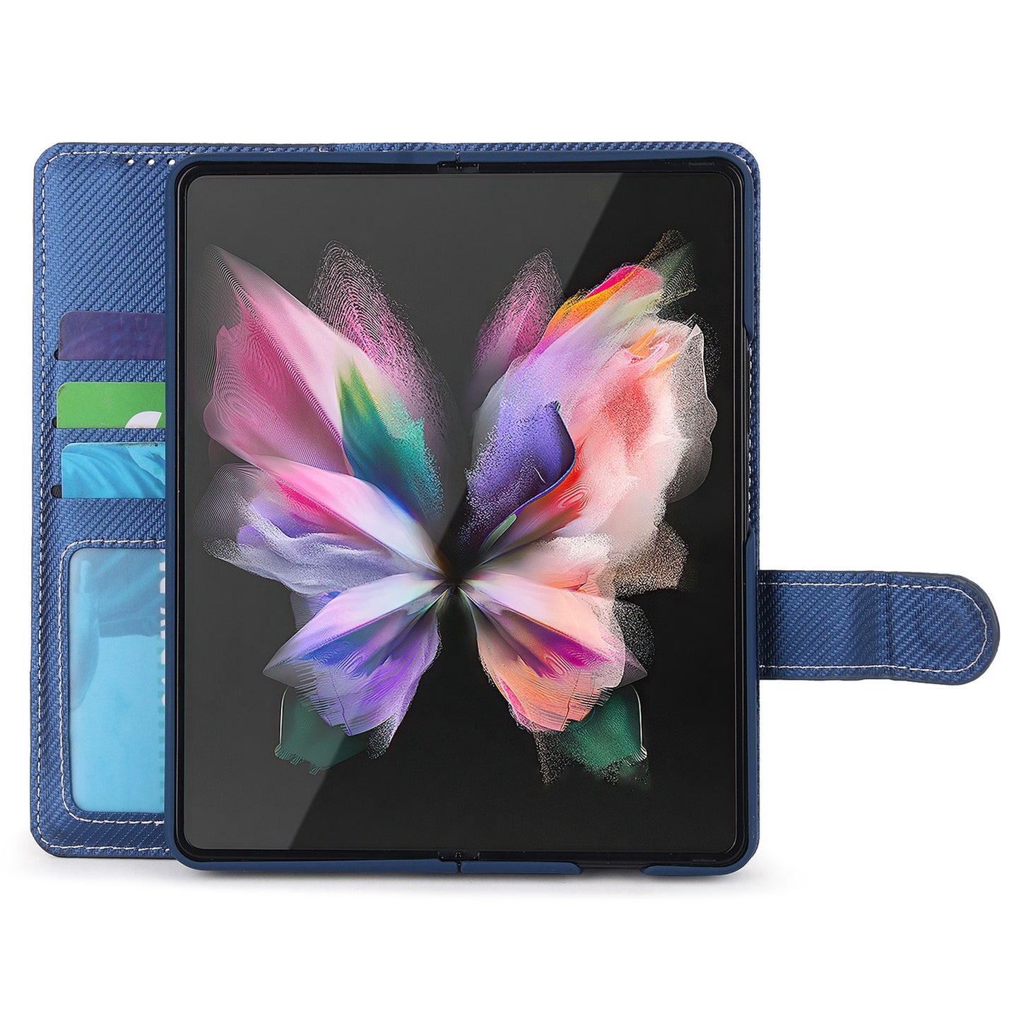 Twill Texture Detachable Genuine Leather Shell Stand Wallet Protective Phone Case with Pen Slot for Samsung Galaxy Z Fold3 5G