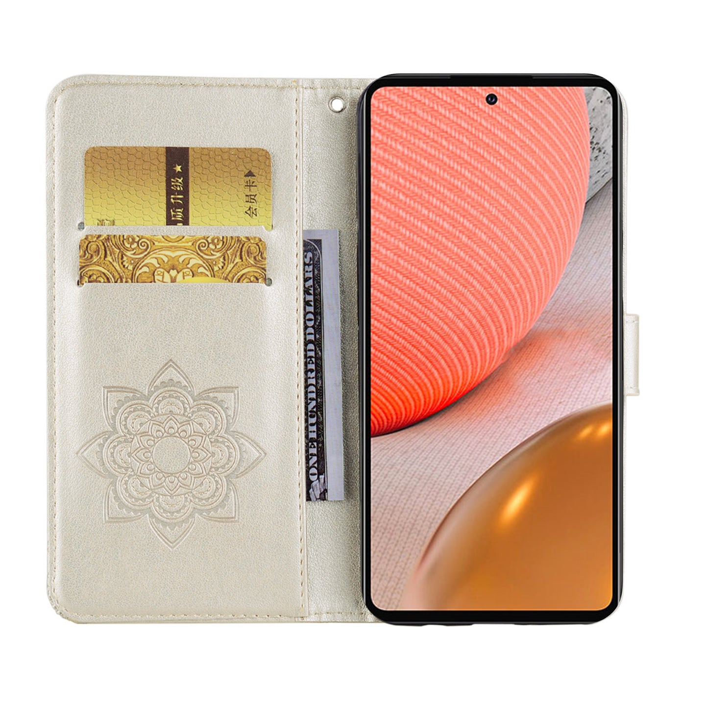 Rhinestone Decor Flip PU Leather Magnetic Clasp Case Wallet Stand Owl Flower Imprinted Shell Cover with Strap for Samsung Galaxy A33 5G