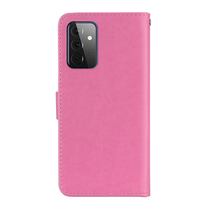 Rhinestone Decor Flip PU Leather Magnetic Clasp Case Wallet Stand Owl Flower Imprinted Shell Cover with Strap for Samsung Galaxy A33 5G