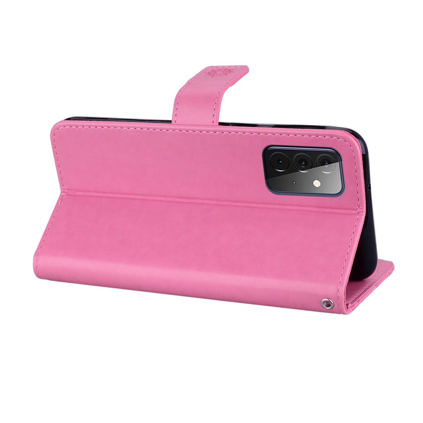 Rhinestone Decor Flip PU Leather Magnetic Clasp Case Wallet Stand Owl Flower Imprinted Shell Cover with Strap for Samsung Galaxy A33 5G