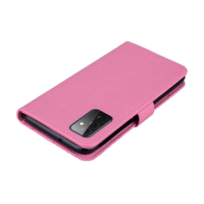 Rhinestone Decor Flip PU Leather Magnetic Clasp Case Wallet Stand Owl Flower Imprinted Shell Cover with Strap for Samsung Galaxy A33 5G