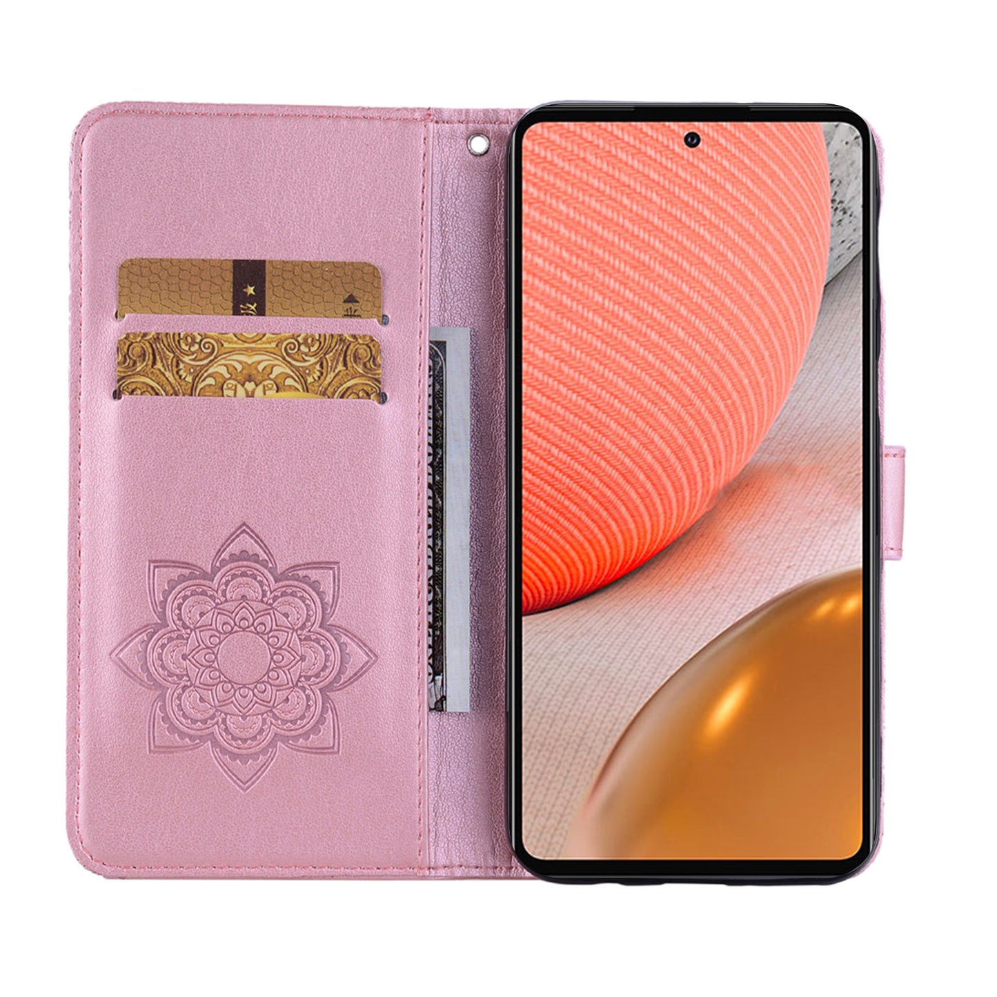 Rhinestone Decor Flip PU Leather Magnetic Clasp Case Wallet Stand Owl Flower Imprinted Shell Cover with Strap for Samsung Galaxy A33 5G