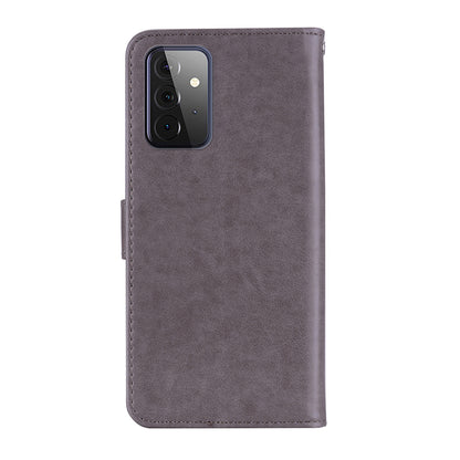 Rhinestone Decor Flip PU Leather Magnetic Clasp Case Wallet Stand Owl Flower Imprinted Shell Cover with Strap for Samsung Galaxy A33 5G