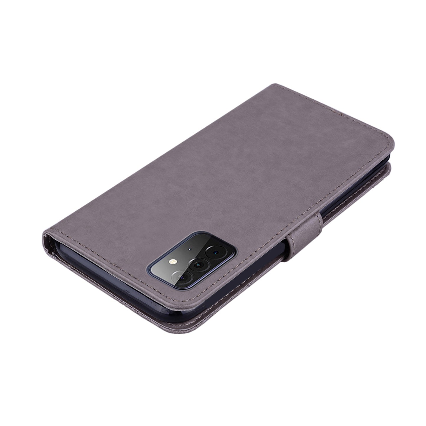 Rhinestone Decor Flip PU Leather Magnetic Clasp Case Wallet Stand Owl Flower Imprinted Shell Cover with Strap for Samsung Galaxy A33 5G