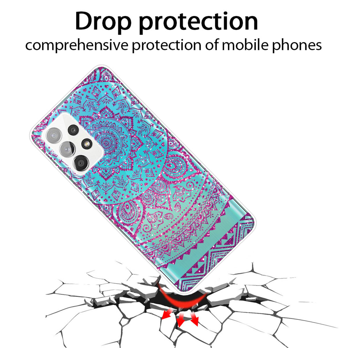 Mandala Pattern Printing Non-deformable TPU Phone Case Cover for Samsung Galaxy A52 4G/5G / A52s 5G