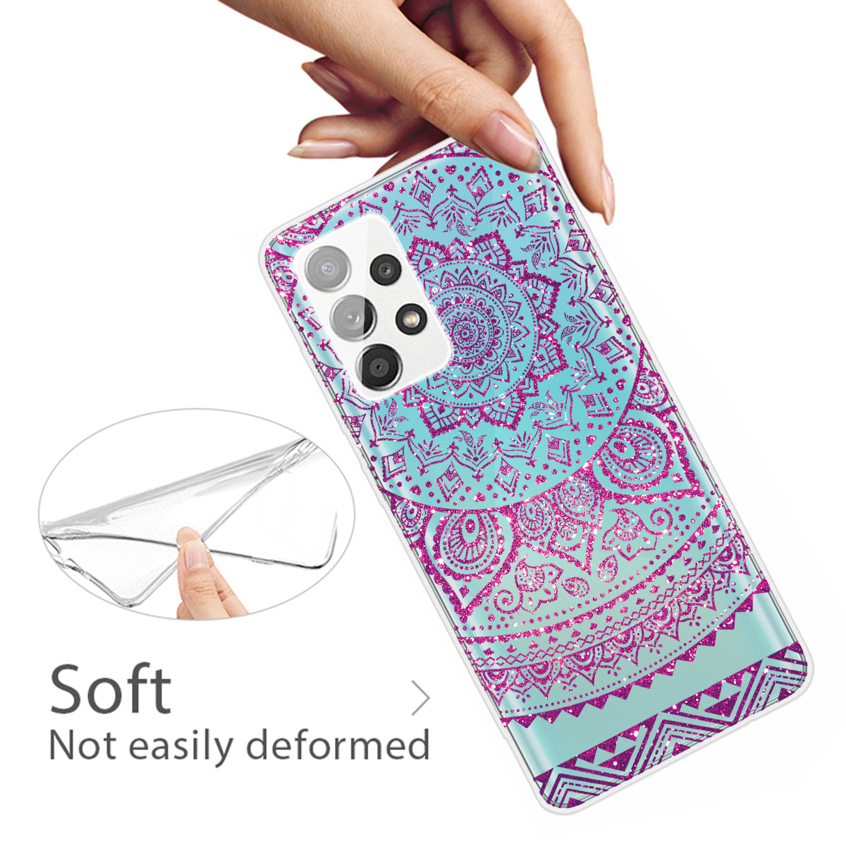 Mandala Pattern Printing Non-deformable TPU Phone Case Cover for Samsung Galaxy A52 4G/5G / A52s 5G